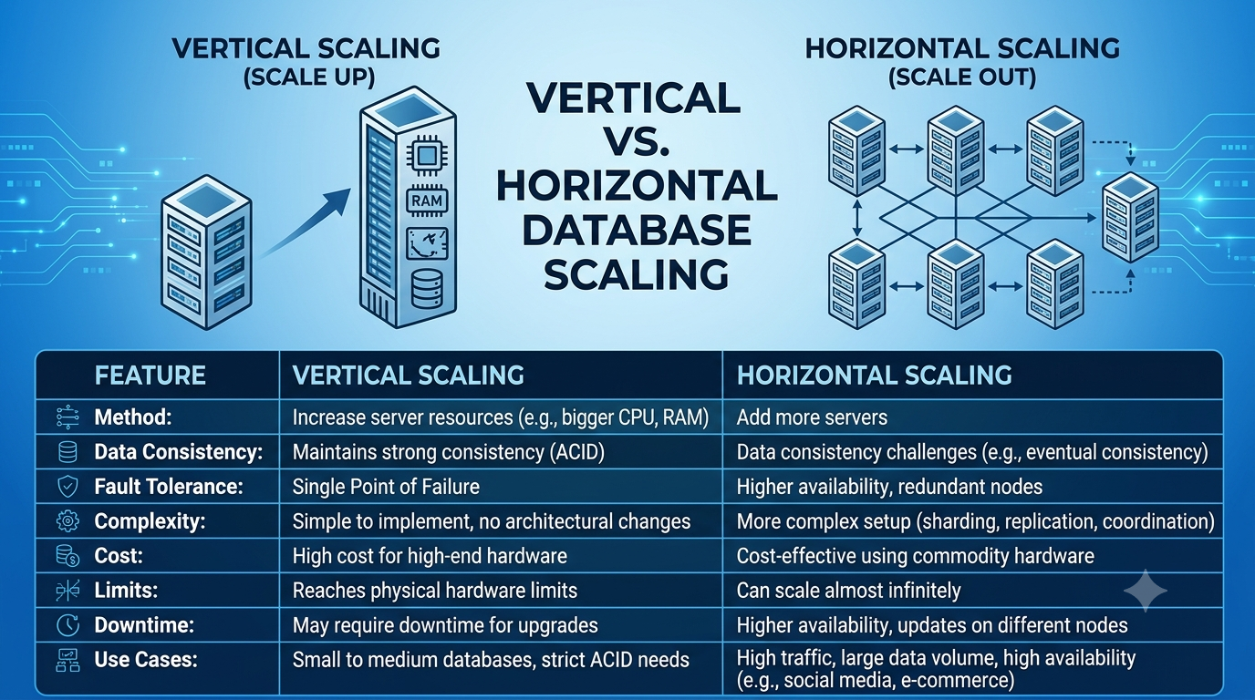 Vertical vs Horizontal Scaling in Databases 🚀